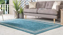 Unique Loom Outdoor Border Collection Area Rug - Soft Border (8'x 11' 4" Rectangle, Teal/ Ivory) by GreenHaven Gardens
