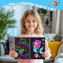 homicozy Art & Craft Activity for Kids - Foil Fun Mermaids & Scratch Art Book 2-in-1, No Mess Art Crafts for Girls,DIY Creative Activity Kit,Gifts for Girls Ages 4, 5, 6, 7, 8, 9, Travel Toys by TinyTreasures Baby Boutique