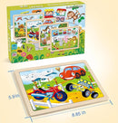 Wooden Puzzles for Kids Ages 4-6, 4 PCs 24 Animals Cars Farm Dinosaur World Jigsaw Puzzles, Preschool Educational Brain Teaser Toys for 3 4 5 6 7 8 Years Old by TinyTreasures Baby Boutique