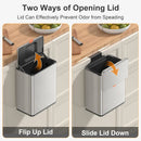 Mbillion Kitchen Compost Bin Hanging Trash Can with Lid 2.1 Gallon Stainless Steel Garbage Can for Kitchen Cabinet Door Mounted Trash Can Under Sink Door RV Bathroom,Silver by GreenHaven Gardens