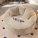 ovios 58" Oversized Round Chair Lounge Chaise Indoor, No Assembly Required, Cloud Large Circle Chair with Plush Fuax Fur, Fluffy Modern Sleeper Sofa Bed for Reading Yoga, Beige (Plush Corduroy Fabric) by CozyNest Decor