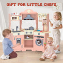 ANPABO Play Kitchen for Kids, Wooden Kitchen Playset w/Real Lights & Sounds, Coffee & Ice Maker, Microwave, Stove, 30Pcs Accessories Include Play Food, Pretend Play Set for Boys & Girls, Pink by TinyTreasures Baby Boutique