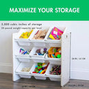 Humble Crew 9-Bin Toy Organizer – Hampton Sandwashed with White Plastic Bins, 3-Tier Storage Solution for Kids' Playrooms and Nurseries by CozyNest Decor