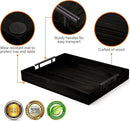 Ottoman Serving Tray | Decorative Coffee Table Tray with Handles – 17x13 Inch Wooden Tray with 4 Coasters for Breakfast, Kitchen & Bar by CozyNest Decor