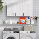 White Laundry Room Cabinets and Storage with 3 Doors and Utility Adjustable Shelf，Gabinetes Para Cocina Cupboard Kitchen Organizers and Storage Pantry Wall Mounted 12.4"D x 35.4"W x 19.7"H by CozyNest Decor