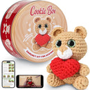 Cookie Box Crochet Kit for Beginners - Learn to Craft Amigurumi Stuffed Animals - Knitting Gift for Kids and Adults - Beginner-Friendly Yarn - Stitch-by-Stitch Video Tutorial - Bear Charlie by TinyTreasures Baby Boutique