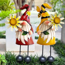 HONGLAND Gnome Metal Yard Art - Metal Gnome Statue -Gnome Outdoor Decorations - Bee and Ladybug Garden Statue- Christmas Holiday Lawn Patio Yard Garden Decor (Set of 2) by CozyNest Decor