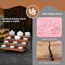 4 Tier Wooden Display Riser Stand Perfume Organizer with Metal Stand, Dessert Table Display Set, Food Display Stands for Party, Brown Rustic Solid Wood Shelf for Cupcakes, Perfume, Cologne, Spiece by CozyNest Decor
