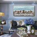 Extra Large Framed Wall Art for Living Room Big Boho Farmhouse Highland Cow Canvas Artwork Flower and Animal Picture Rustic Coastal Blue and Brown Decor for Office Bedroom Kitchen by CozyNest Decor
