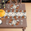 XCHI Spooky Skeleton Ghost Pumpkin Halloween Round Placemats Set of 4 Table Mats for Party Home Kitchen Dining Table Decorations 14x14 Inch by CozyNest Decor