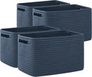 OIAHOMY 4 Pack Storage Baskets for Organizing, Cube Storage Bins for Shelves, Rectangle Storage Baskets With Handles, Woven Baskets for Storage, 12.7''Lx9''Wx7.8''H, Blue by TinyTreasures Baby Boutique