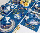 Solino Home Linen Indigo Blue Table Runner 144 Inches Long - 100% Pure Linen Extra Long Table Runner 14 x 144 Inch for Fall, Autumn - Classic Hemstitch by CozyNest Decor