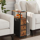 TUTOTAK Narrow Night Stand, Slim End Table, Tall Side Table with 3 Fabric Drawer, Small Bedside Table with Storage, Set of 2, for Living Room, Bedroom, Brown TB01BB072 by CozyNest Decor