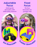 Kids Binoculars 8x21 Pink- Girls Age 3-12, Shock Proof Compact Binoculars for Kids Set- Neck Strap, Compass, Carabiner, Case- High-Resolution Optics Child Gift Toy for Bird Watching, Hiking, Spy by TinyTreasures Baby Boutique