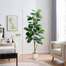 Artificial Fiddle Leaf Fig Tree, 7FT Tall Faux Ficus Lyrata Fake Tree in White Pot, Artificial Tree Indoor Decor, Fiddle Leaf Fig Tree Fake Plant for Home Office Living Room Decoration Modern by CozyNest Decor