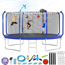 Upgraded Trampoline 8FT/10FT/12FT/14FT With Basketball Hoop, Light, Sprinkler, Stakes - Outdoor Backyard for 4-6 Kids and Adults by TinyTreasures Baby Boutique
