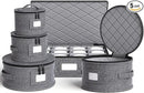YearningHome China Storage Containers,Hard Shell Box with Felt Dividers for Dishes,Dinnerware,Plates,Mugs,Wine and Glasses,Mugs,Stackable Fine China Storage for Moving and Packing 5 Piece,Grey by CozyNest Decor
