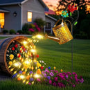 Solar Metal Watering Can with Cardinal Shepherd Hook and Cascading Lights - Outdoor Solar Lantern for Garden, Yard, Patio - Christmas Decor and Gardening Gifts for Women by GreenHaven Gardens