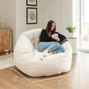 Big Joe Cloudberry Foam-Filled Structured Bean Bag Chair, Icing Teddy Boucle by CozyNest Decor