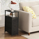 TUTOTAK Narrow Night Stand, Slim End Table, Tall Side Table with 3 Fabric Drawer, Small Bedside Table with Storage, Set of 2, for Living Room, Bedroom, Black TB01BK072 by CozyNest Decor