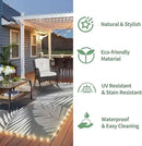 GENIMO Outdoor Rug 6' x 9' Waterproof for Patios Clearance, Reversible Outdoor Plastic Straw Camping Rug Carpet with LED String Light, Area Rugs Mats for RV, Camper, Deck, Balcony, Porch, Grey&White by CozyNest Decor