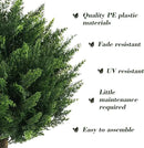 21" Artificial Cypress Topiary Outdoor Plants with Spike, 2 Pack Faux Cedar Bushes UV Resistant Fake Shrubs for Front Porch Décor by GreenHaven Gardens