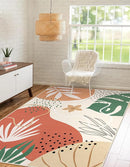 Lahome 4x6 Area Rugs, Washable Rug 4x6 for Living Room Soft Carpet for Bedroom Nursery Kids Room, Botanical Print Non-Slip Low Pile Carpet for Entryway Office Playroom Kitchen, Coral by TinyTreasures Baby Boutique
