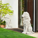 Glitzhome Guardian Sitting Lion Garden Statue MGO Outdoor Decoration, 27.75" H, White by GreenHaven Gardens