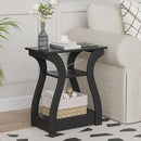 Black End Table Set of 2 with Charging Station, Side Table with USB Ports and Outlets, Black Nightstand, 3 Tier End Table with Storage Shelf for Living Room, Bedroom by CozyNest Decor