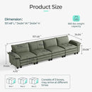 LINSY HOME Oversized Modular Sectional Sofa - 157'' Corduroy Cloud Couch Deep Seat Modular Sofas Soft Modern Comfy Couches for Living Room Apartment Office, Green by CozyNest Decor