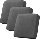 H.VERSAILTEX Velvet Stretch Couch Cushion Cover Plush Cushion Slipcover for Chair Loveseat Sofa Cushion Furniture Protector Seat Cushion Sofa Cover (3 Piece XL Sofa Cushion Covers, Grey Striped) by CozyNest Decor