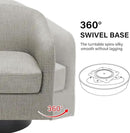 Swivel Barrel Accent Chair, Modern Round Linen Arm Chair for Living Room, Bedroom, Comfy Club Reading Chairs for Adults（Linen Fabric, Khaki, Set of 1 by CozyNest Decor