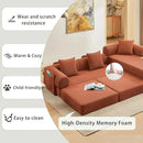 107" Oversized Convertible Sleeper Sofa Bed, Corduroy L Shape Sectional Couch, Folding Sofa Bed with Side Pocket, Modern Cloud Floor Mattress Couch, Modular Sofa for Living Room, Orange by CozyNest Decor
