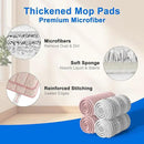 JOYMOOP Mop Replacement Pads, Reusable Microfiber Mop Pads for 13-inch Flat Mop and Mop Bucket Set, Pack of 4 Refills - Stripe and Pink by CozyNest Decor
