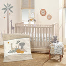 Lambs & Ivy Jungle Adventure Linen/Cotton 3-Piece Nursery Baby Crib Bedding Set by TinyTreasures Baby Boutique