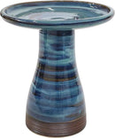 Sunnydaze 21" H Ceramic Bird Bath for Outside - Hand-Painted Outdoor Bird Bath Bowl, UV/Frost-Resistant Finish - Galaxy Blue - Ribbed Pedestal by GreenHaven Gardens