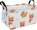 LANGYASHAN Rectangular Storage Bin Collapse Canvas Fabric Cartoon Storage Basket with Handles for Organizing Home Kitchen Boys and Girls Toys Office Closet Shelf Baskets(Rec Fox) by TinyTreasures Baby Boutique