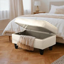 Ottoman Rectangular Storage Ottoman Bench, Faux Leather Footrest, Coffee Table, Stool Footstool with Hinged Lid for Living Room, Bedroom, Entryway, Champagne, 35"x23.5"x17.5" by CozyNest Decor