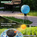VOREEN Solar Gazing Ball, 10" Mosaic Glass Gazing Globe with Solar Light, Handmade Outdoor Yard Decor Sphere for Patio Lawn Garden, Gift for Mom Wife Friend, Peacock Feather Design (Blue) by CozyNest Decor