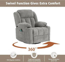 Rocker Swivel Recliner Chair for Adults, Overstuffed Large Manual Recliner Glider with Massage and Heat, Comfy Soft Fabric Living Room Reclining Sofa Chair(Lime Gray)