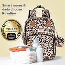 RUVALINO Diaper Bag Backpack-Multifunction Baby Travel Bag with Changing pad, Insulated Bottle Holders & Pacifier Case, Large Capacity, Waterproof, Yellow Leopard by TinyTreasures Baby Boutique