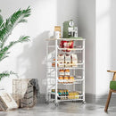 5-Layer Fruit Basket Kitchen Food Storage Organizer and Storage Rack, Stackable Storage cart with Desktop, Pull-Out Hollow Metal Storage Basket, Wheeled Sorting Rack Spice Rack by CozyNest Decor