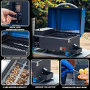 Onlyfire BBQ Wood Pellet Grill Smoker with Digital Control, LED Screen, Meat Probe & 2 Tiers Cooking Area, Portable Tabletop Grilling Stove for BBQ, Smoke, Bake and Roast, RV Camping, Blue by GreenHaven Gardens