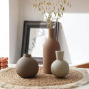 Ceramic Vase Set of 3, Vases Home Decor Rustic Farmhouse Decorative Vase Pottery Vases for Bouquet Pampas Grass Dried Fresh Flowers, Table Living Room Kitchen Bedroom Bathroom - Brown by CozyNest Decor