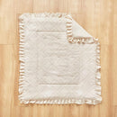 Tufted Ruffle Crib Bedding Set 3 Pieces Baby Boho Quilted Comforter with Fitted Sheet and Bed Skirt - Cute Ruffled Shabby Chic Baby Bedding Soft Blanket Design Cream White by TinyTreasures Baby Boutique