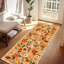 Floral 2x6 Area Rug Machine Washable Soft Print Boho Carpet Non Slip Doormat Low Pile Flower Area Rugs for Living Room Bedroom Nursery Kitchen Dining Room Indoor-Yellow/Orange by TinyTreasures Baby Boutique