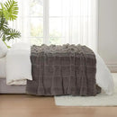 Amélie Home Luxury Striped Faux Fur Throw Blanket for Couch, Embossed Split Fur Cozy Fuzzy Fluffy Luxurious Soft Plush Sofa Chair Bed Gift Blankets for Women Men Wife Friend, 88"x90", Charcoal Gray by CozyNest Decor