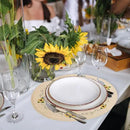 Whaline 4Pcs Round Sunflower Placemats Spring Summer Flower Embroidered Place Mats Floral Dinner Table Mats for Home Holiday Birthday Baby Shower Party Decor by CozyNest Decor
