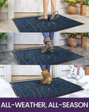 DEXI Front Door Mat Outside Entrance, Heavy Duty Non Slip Low Profile Doormat for Entryway, Trap Dirt and Moisture Welcome Mats, Easy Clean, Patio, Garage, 5x3, Blue by CozyNest Decor
