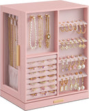 SONGMICS Jewelry Box 360° Rotating, Jewelry Storage Case with 5 Drawers, Jewelry Organizer, Glass Window, Spacious, Vertical Jewelry Storage, Open Design, Great Gift, Jelly Pink UJBC170R01 by TinyTreasures Baby Boutique